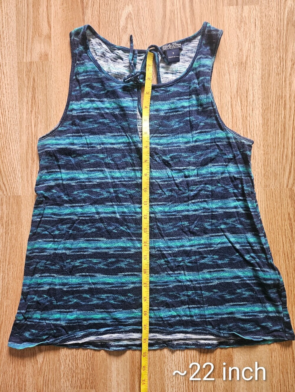 Lucky Brand Navy and Teal Striped Tie-Front Tank - Picture 6 of 7